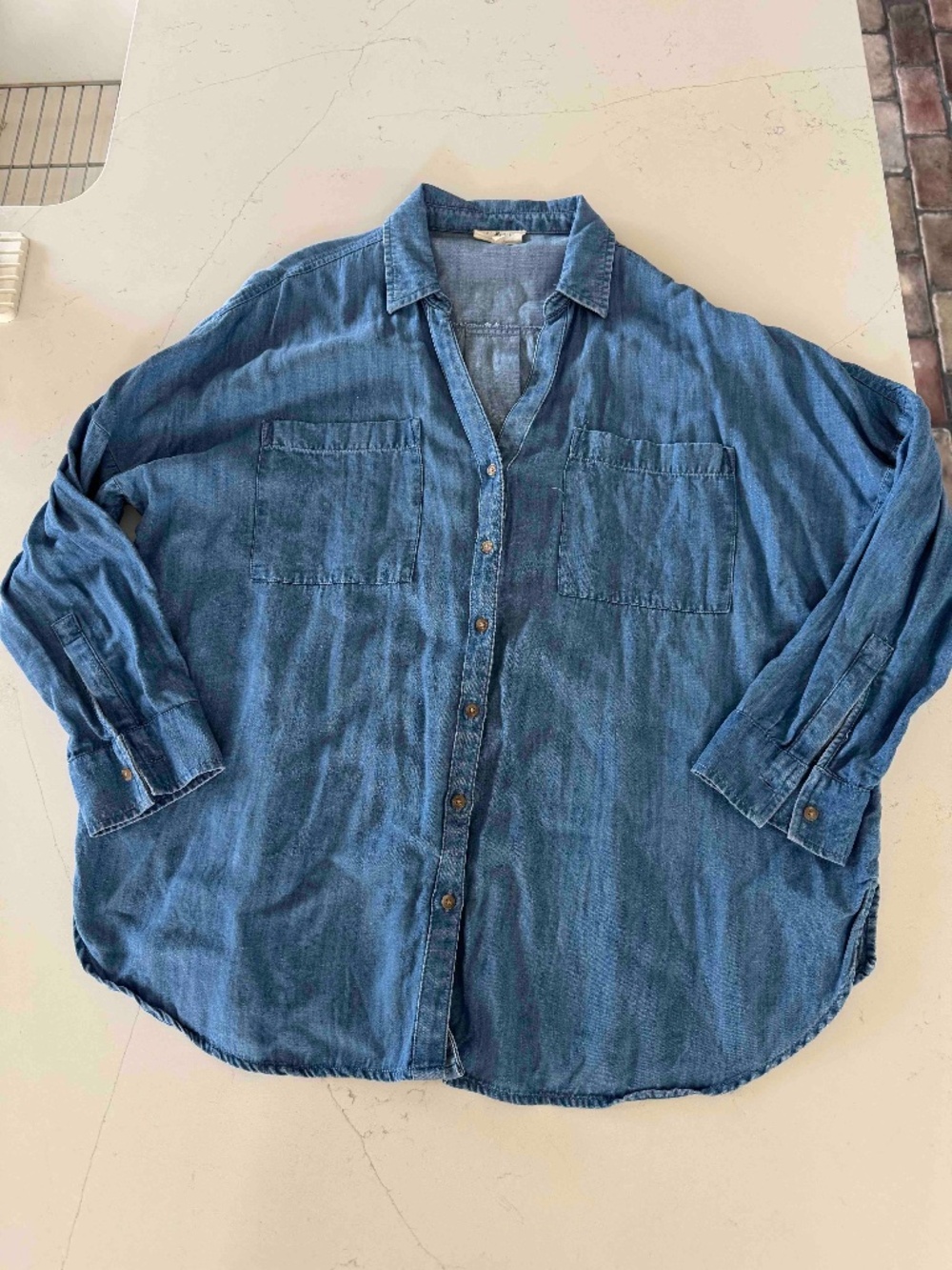 Lou & Grey Lyocell Chambray Jean Shirt Sz L